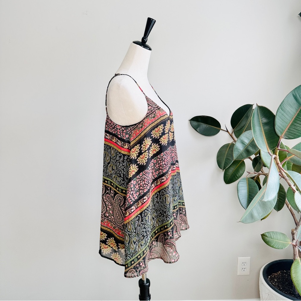 Show Me Your Mumu Floral Paisley Spaghetti Strap Chiffon Flowy Mini Dress XS - Picture 4 of 6